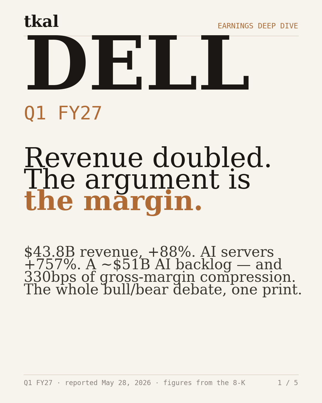 Dell Q1 FY27 carousel — slide 1: the thesis